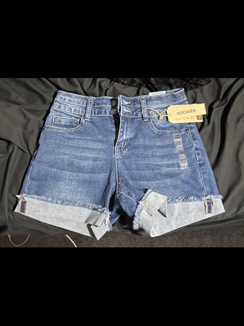 Women's Dark Blue Rolled Cuff Denim Shorts